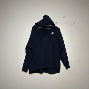 Nike Women M Black Lace Up Drawstrings Gymwear Hoodie Workout Pullover Hooded